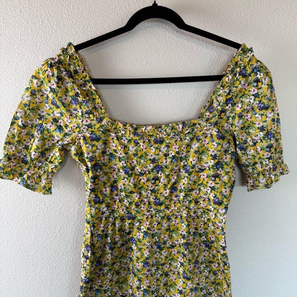 New Hope & Ivy Liberty Fabric Floral Dress Yellow NWT Boho Preppy Casual Size 8 - Picture 15 of 16